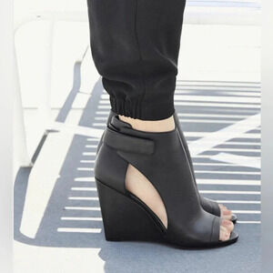 Vince. Katia leather wedge heel booties cut out details